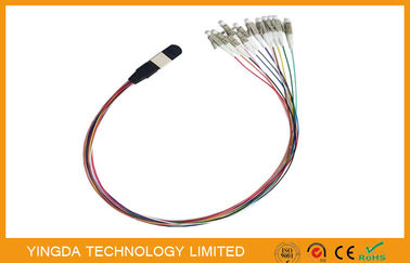 Yüksek Yoğunluklu MTP MPO kablosu - LC 12 Çekirdekli Hydra Kablo Kurulları Kılavuz Pimli Erkek Konnektörler